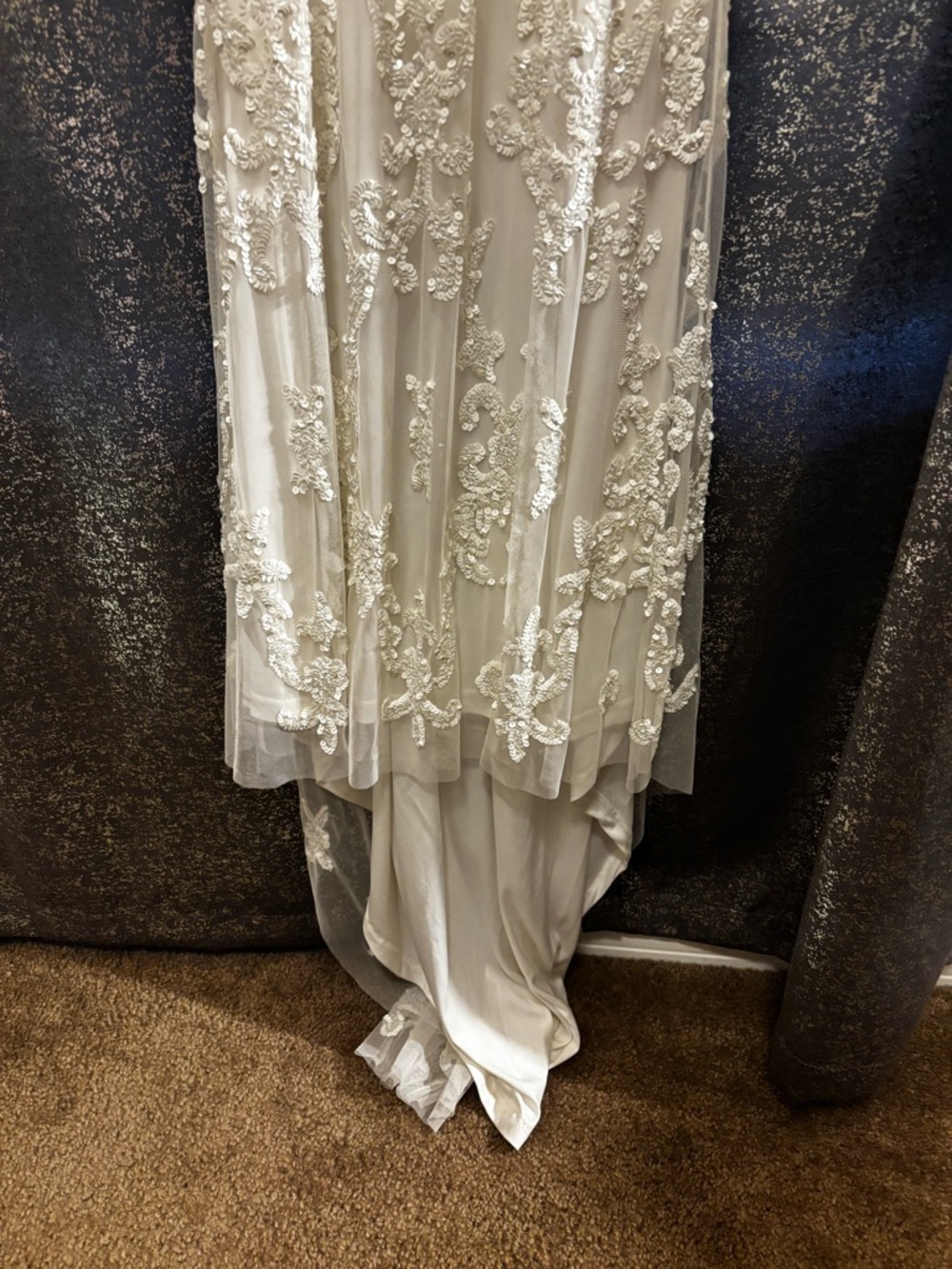 NWT Everlasting Passion White Sequin Beaded Backless Maxi Wedding Dress Bride - Picture 6 of 10